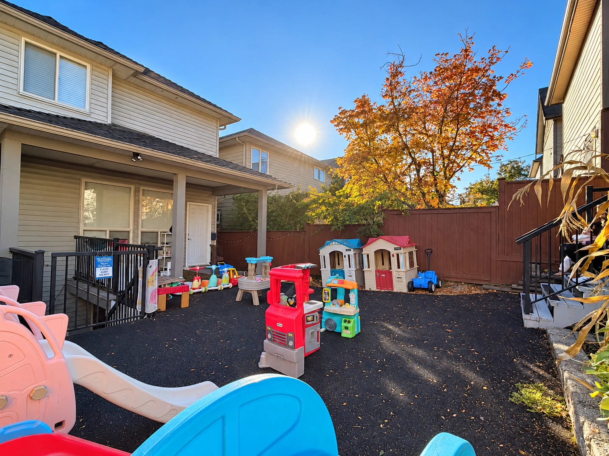 A sunny autumn afternoon in the outdoor play area
